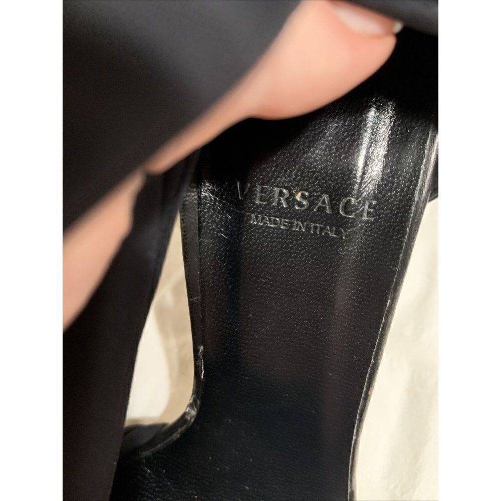 Versace Authentic Genuine Leather Solid Black Hig… - image 7